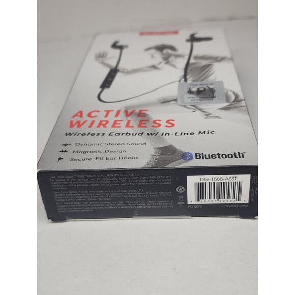 Active Wireless Earbuds (Black) W / In Line Mic, Bluetooth. Free Shipping - Picture 3 of 3